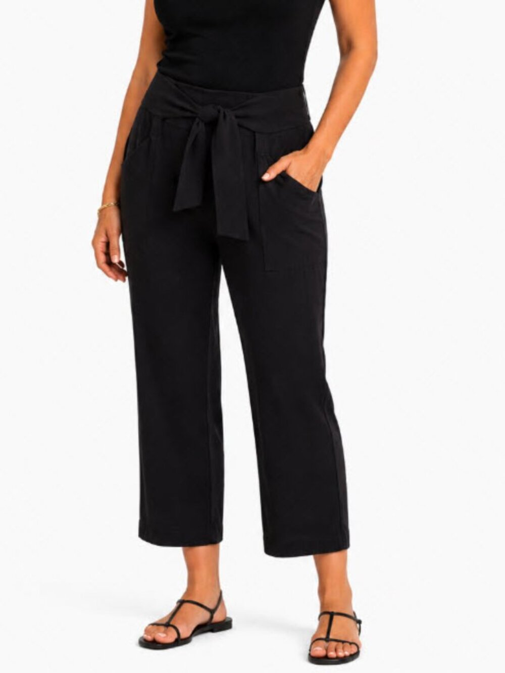 Joie wide leg capris pants Black waist high rise Size xl